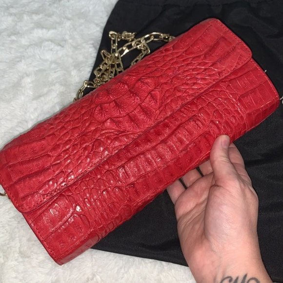 Genuine real Crocodile Clutch 10x4.5" NEW Red - Picture 5 of 7
